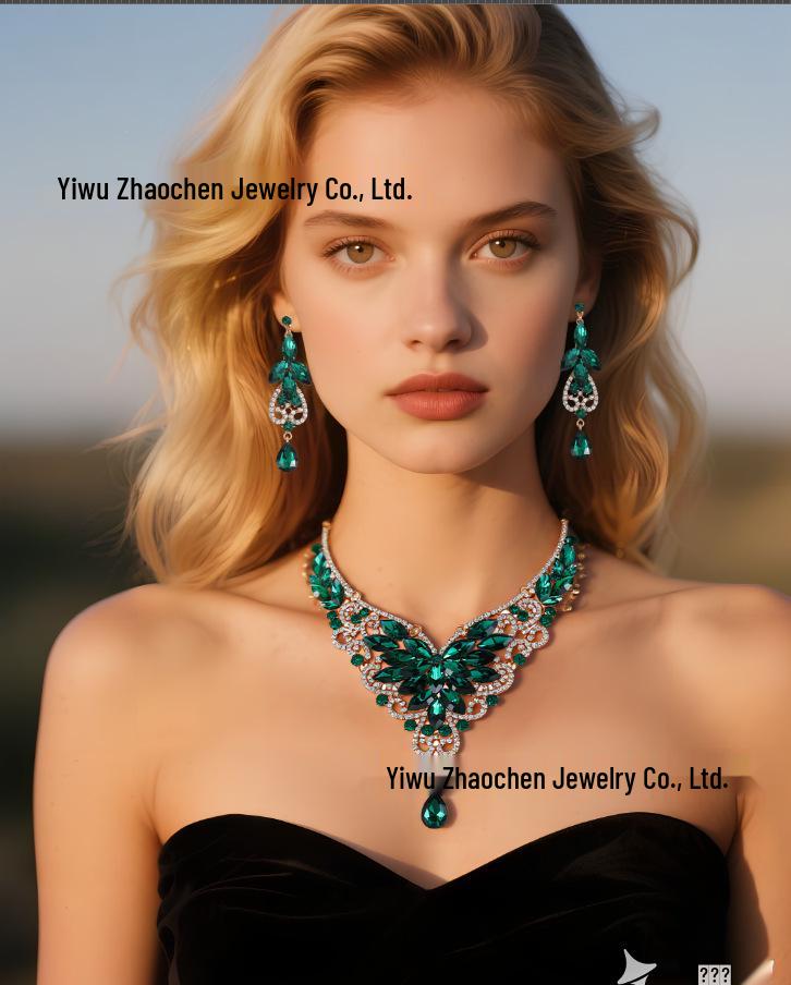 Преувеличенный ретро набор ожерелий с кристаллами и драгоценными камнями - Европейские и американские украшения для женщин