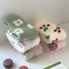 Flower Strawberry Floor Plush Socks Thickened Warm Socks Women Cute Coral Fleece Socks  Autumn