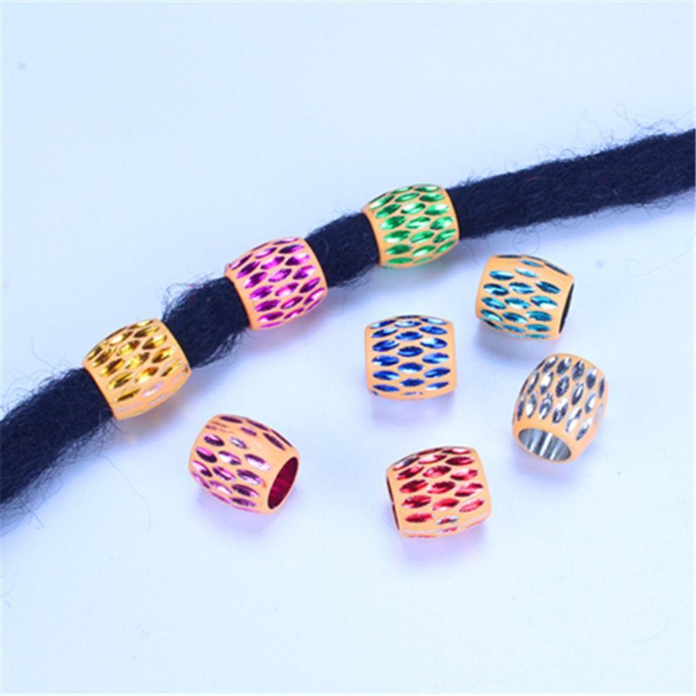 30pcs/set Charms Large Hole Barrel Beads Plastic Hair Braid Tubes  Women/Girl/Kids