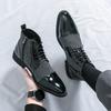 Fashion New Fashion Male Pointed Mixed Patchwork Lace Up Ankle Boots Men Casual Luxury High Top Platform Shoes Zapatos Hombre