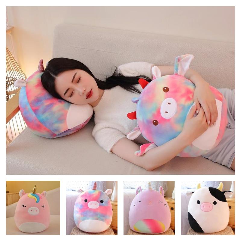 Soft Plush Unicorn And Cow Pillow Cushion Cartoon Animal Stuffed Toy For Girls 35cm
