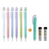 Pastel Q Rubber Barrel 0.5mm Mechanical Pencil with HB, B Leads, Eraser SET