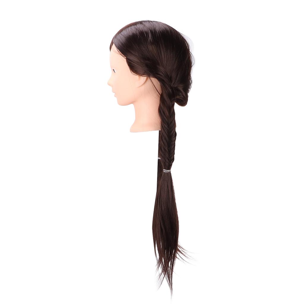 Long Brown Hair Mannequin Head High Temperature Synthetic Hair Styling Practice Training Head for Beauty Teachers