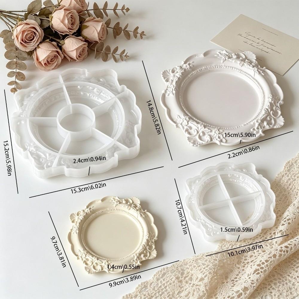 Vintage Floral Relief Jewelry Storage Tray Rose Embossed Storage Bowl Home Decoration