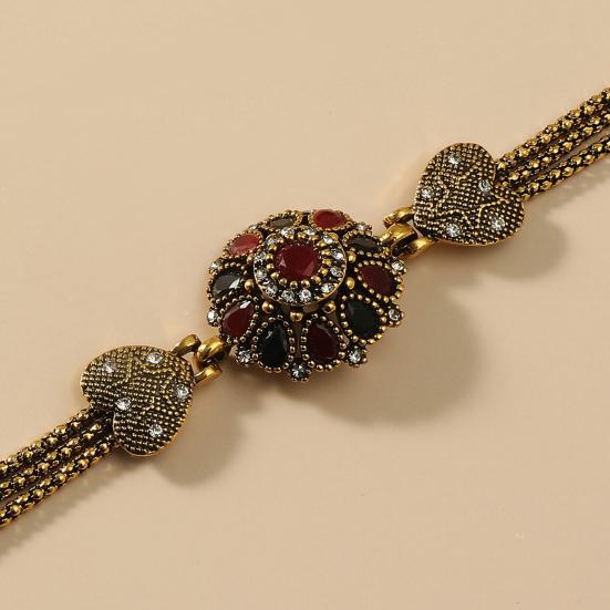 Ретро преувеличенная личность, искусственный драгоценный камень, цветок, золотой браслет, подарок