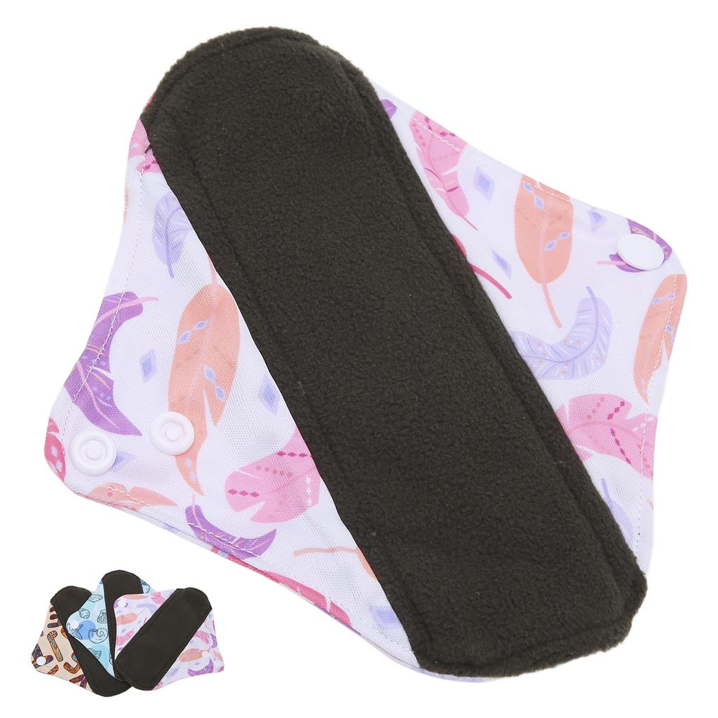 Многоразовая гигиеническая прокладка из бамбукового угля, портативная мягкая печатная элегантная моющаяся менструальная прокладка для женщин