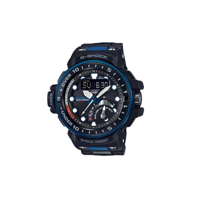 Casio Морская Серия Модные Черные Мужские Механизм с Автоподзаводом Резиновый Ремешок Японские и Корейские Часы Мужские Часы Черный Циферблат GWN-Q1000MC-1A2ER