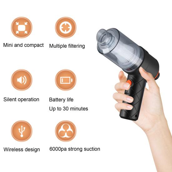 Мини-пылесос с сильным всасыванием, эргономичный беспроводной удобный автомобильный пылесос, автомобильные принадлежности