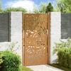 VidaXL Garden Gate Weatherproof Steel Flame Design, Fence Gate, Outdoor Gate, Metal Gate, 4100997