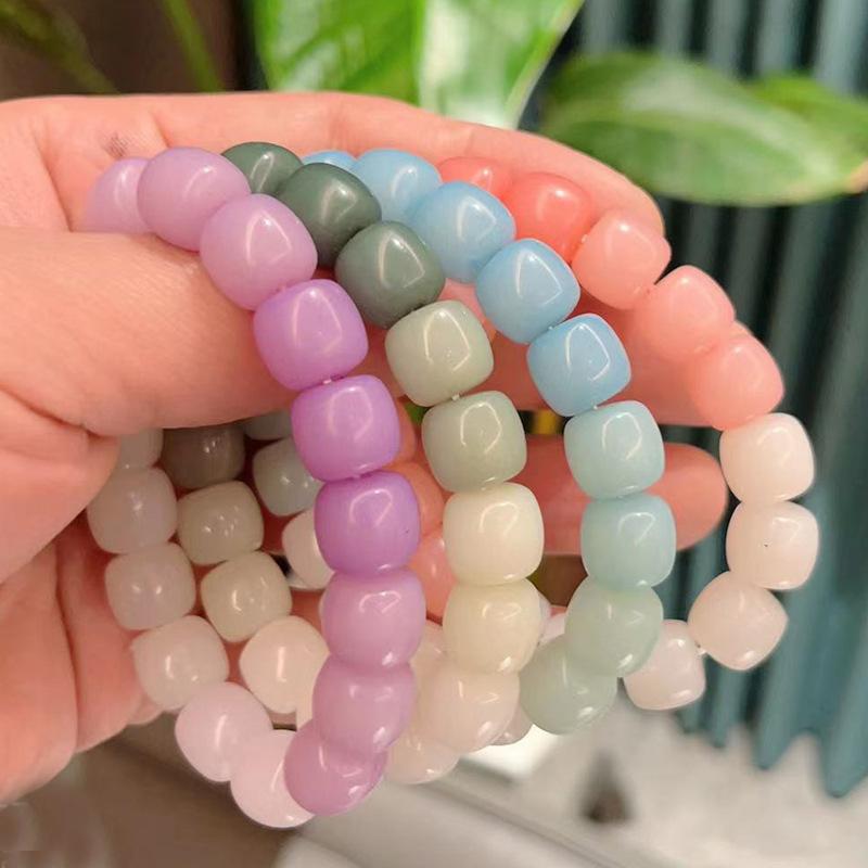 Браслет Бодхи, женский ледяной прозрачный градиент, розовые бусины, кольца для рук, имитация белого нефрита, браслеты из нефритовых бусин, ювелирное изделие, подарок