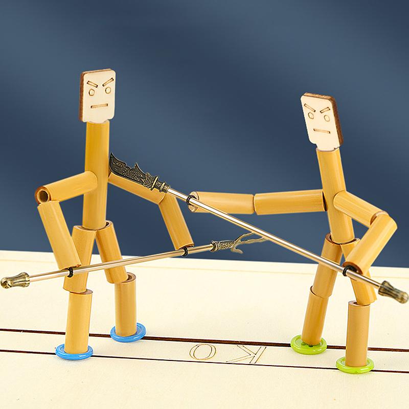 1 комплект, натуральная веревочная боевая настольная игра, ручной работы, бамбуковый человек, настольная игра, боевая игрушка с оружием