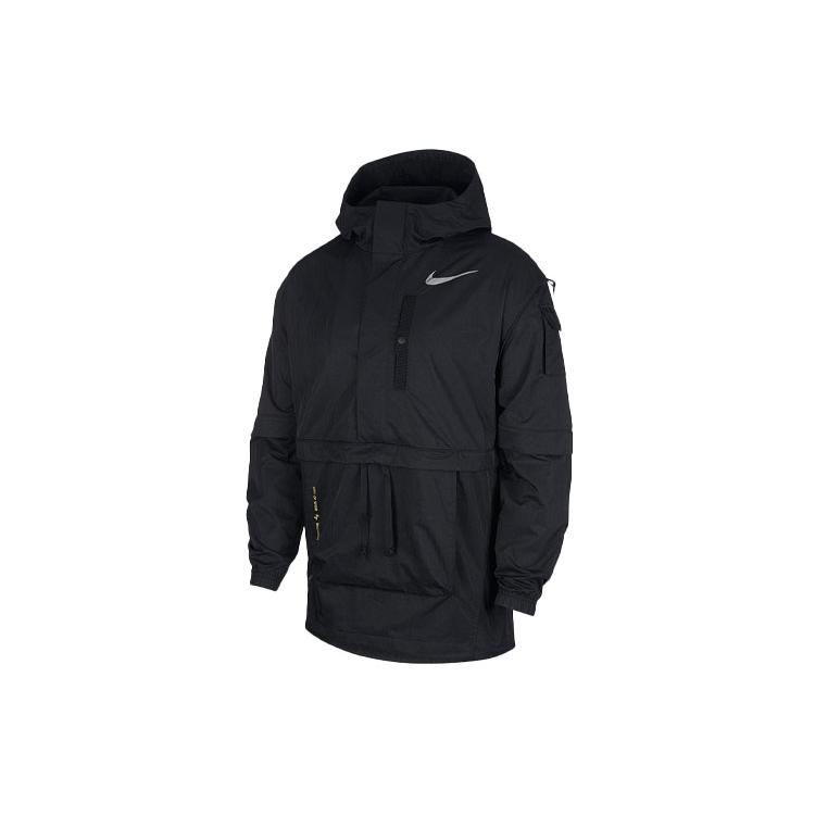 Nike Мужская спортивная куртка с капюшоном и принтом логотипа, большим карманом, черная CT2197-010