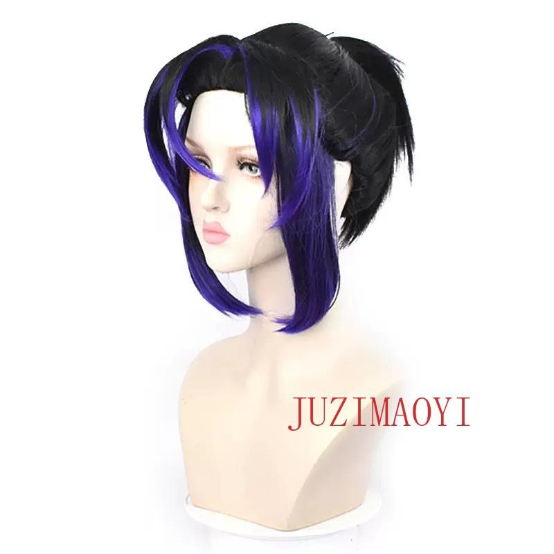 Anime Kochou Shinobu Synthetic Wig Black Purple Gradient Lovely Ponytail Hair Cosplay Wig Heat Resistant Wigs Halloween