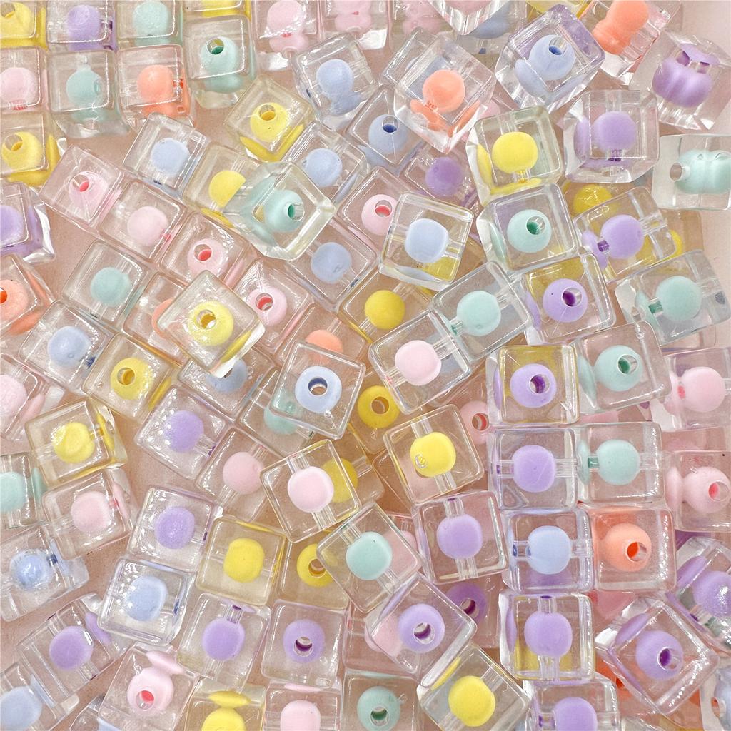 Брелок Ювелирные Аксессуары 5 шт. Прозрачный 12 мм Модный Ручной работы Сэндвич Квадрат Материал для изготовления DIY Браслет Свободные Бусины Яркое Лицо Акрил