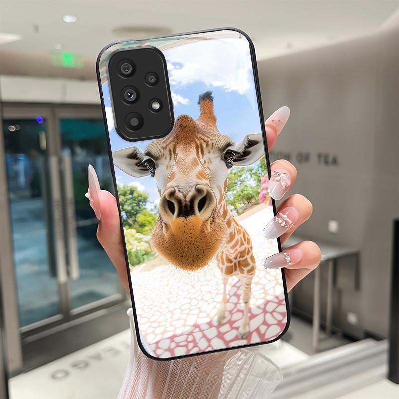 Cute Cartoon Cats Flower Case For Samsung Galaxy A52 A52S A72 4G 5G Tempered Glass Phone Case Protective Back Cover Hard Shell