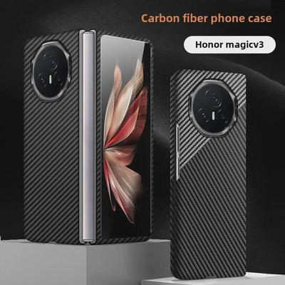 Ультратонкий чехол с рисунком из углеродного волокна Hard Shell для Honor Magic V3: Прочная и стильная защита от падений