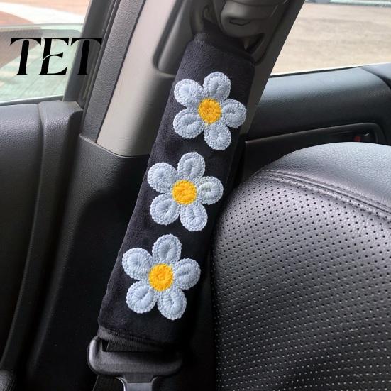 Car Seat Belt Covers Cute Floral Pads for Car, Soft Mesh Shoulder Yellow Wraps Strap Covers, Comfortable Universal Protective Cushions Adults Children