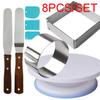 8pc Plastic Cake Turntable Rotating Set Adjustable Mousse Ring Knife Decorating 10 Inch Cream Cakes Stand Cake Rotary Table Hot