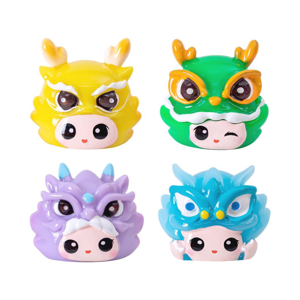 Adorable Year Of The Dragon Resin Figurine Cute Cartoon Desk Decor In Multiple Colors