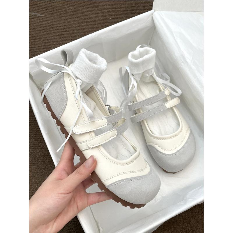 Оригинальная ретро-мода Xiaoxiangfeng повседневная обувь уродливые милые туфли 2024 весна литературная круглая голова мелкий рот липучки одинарные туфли