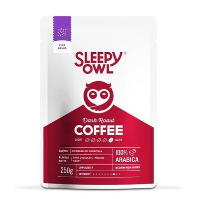 Кофе молотый Sleepy Owl Dark Roast | Кофе мелкого помола | Подходит для приготовления в гейзерной кофеварке (моке) и домашней эспрессо-кофеварке | 100% арабика | 250 г