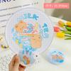 Summer Cool Fan Memory Steel Wire Foldable Group Cartoon Round Portable Mini Cloth Handle