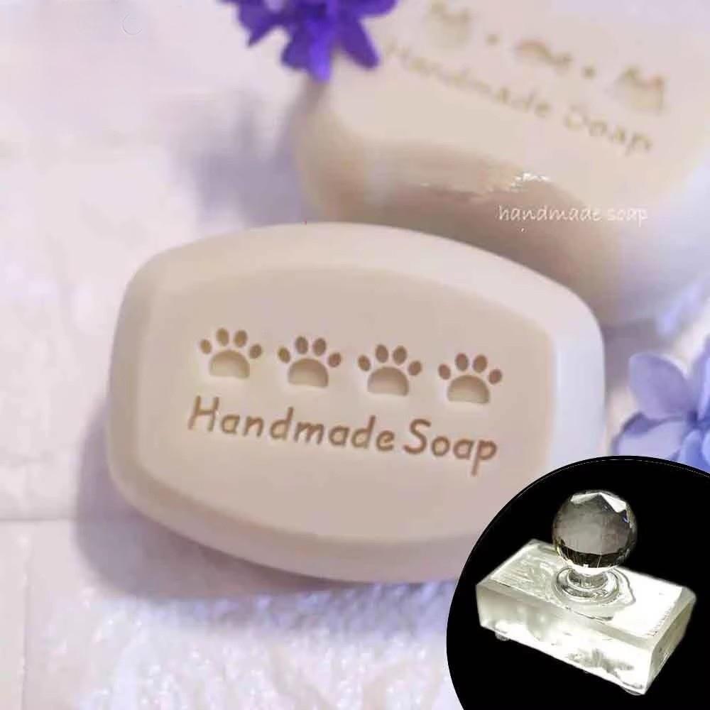 Cute Handmade Soap Stamp Making Small Cat Footprint Pattern Clear Natural Soap Seal Glass Soap Chapter Acrylic Chapters Custom