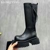 Женские высокие сапоги на платформе, массивные высокие каблуки, кожаные туфли, женская зимняя мода 2024 года, готические мотоциклетные ботинки, зимние челси, Botas Mujer