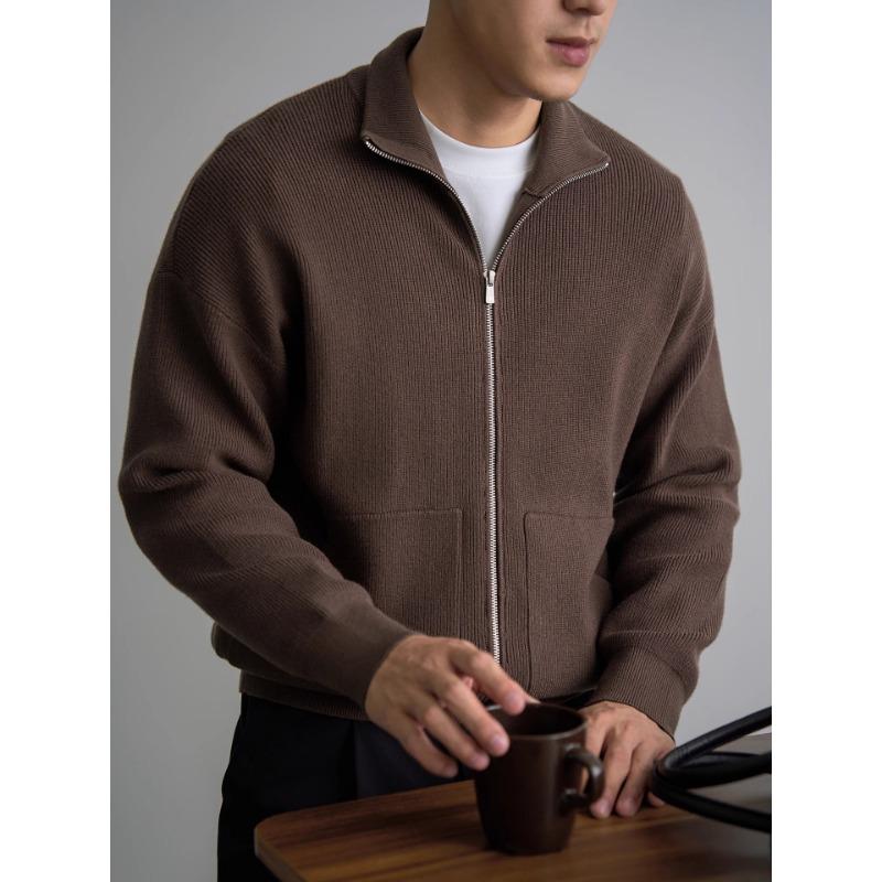 New Zipper Sweater Men's Top Jacket Casual Trendy Mature Fashion Versatile Slim Lapel