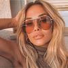 Women Sunglasses Trendy Classic Retro Metal Frame Eyewear For Women Men Vintage Double Bridge Glasses Shades Uv400