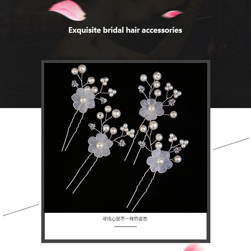Корейский жемчужный свадебный головной убор, белые цветы, вставки для волос, свадебные украшения, маленькие шпильки