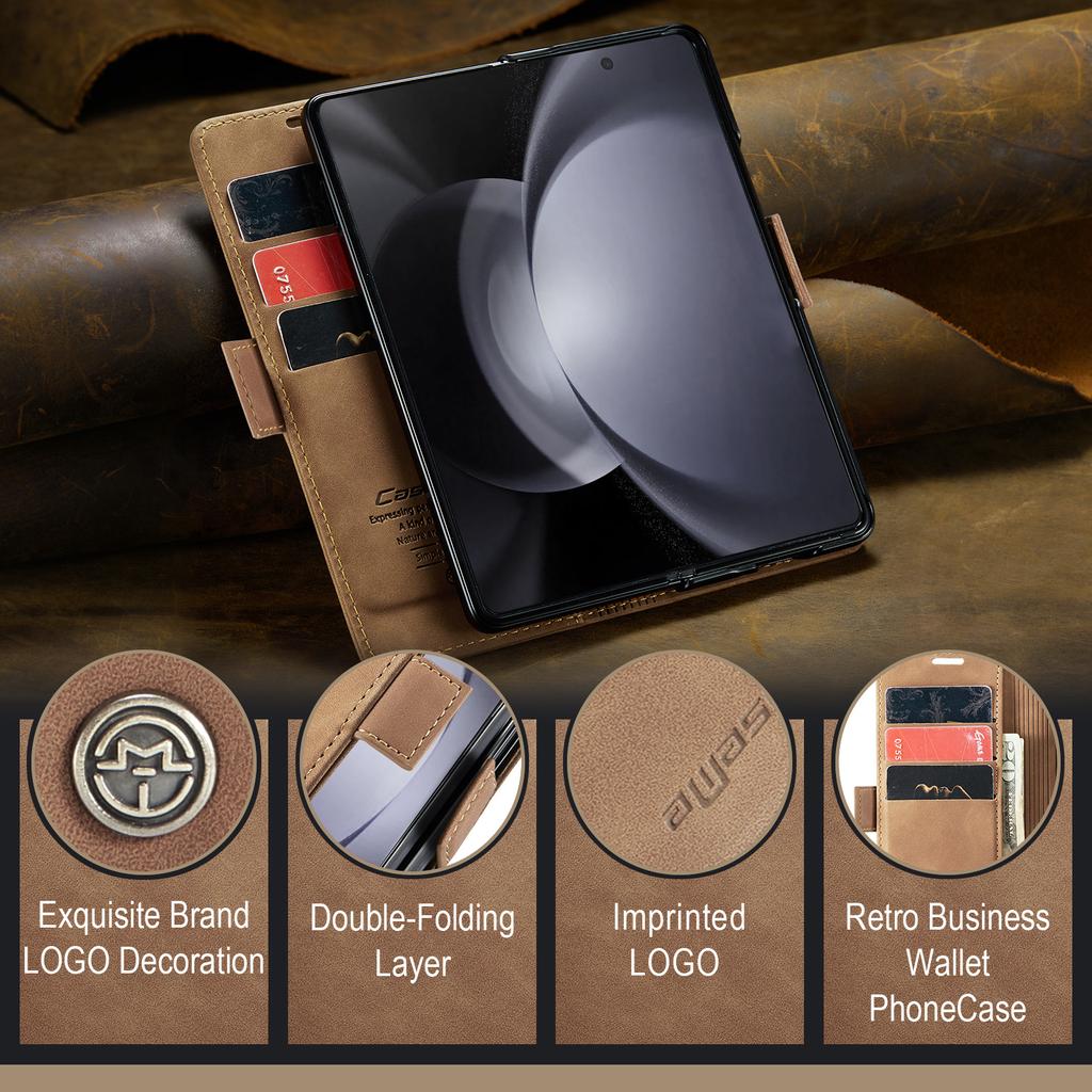 Business Full Body Leather Case for Samsung Galaxy Z Fold 5 Fold5 Fold4 Fold 4 Zfold5 5G Cell Phone Accessories Card Slot Bag