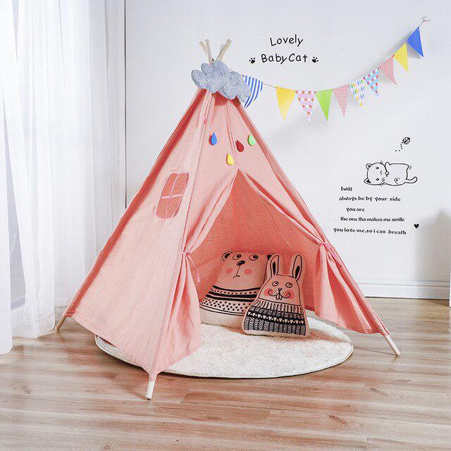 Portable Indian Children's Tent for Kids Cotton Carva Tipi Teepee Kids Tent Children's House Indoor Playhouse 1.1/1.35/1.6/1.8M