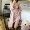 [Strict selection] Spring and summer new suspender nightgown two-piece set with chest pad loungewear women's satin sexy pajamas women