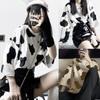 SHO Women Cow Print Oversized Casual Loose Short Sleeve T-shirt Streetwear Tops