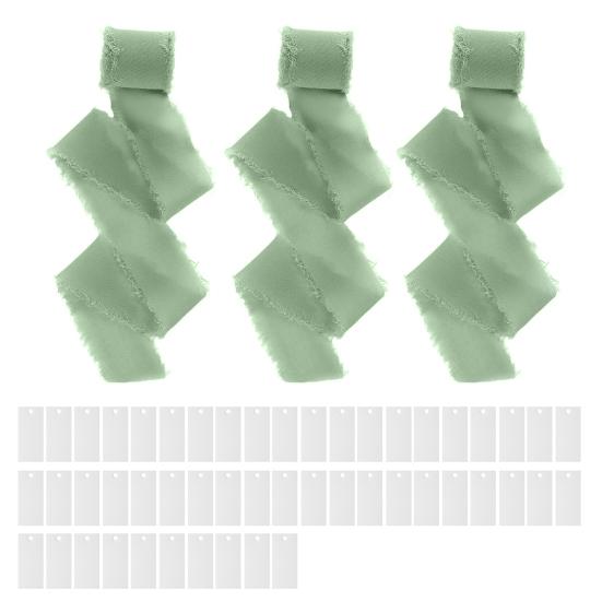 Handwritten Business Cards 50 Sheets Blank Textured Paper Cards with Chiffon Ribbon Wedding Invitations Table Name Tags for Party Banquet Office Decor