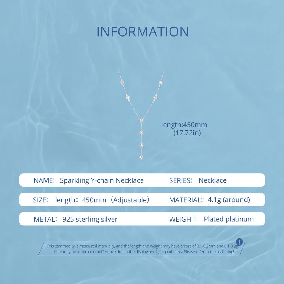 BAMOER, стерлинговое серебро 925 пробы, штабелируемое ожерелье на ключицу, сверкающая циркониевая цепочка на шею для женщин, ювелирные изделия с платиновым покрытием