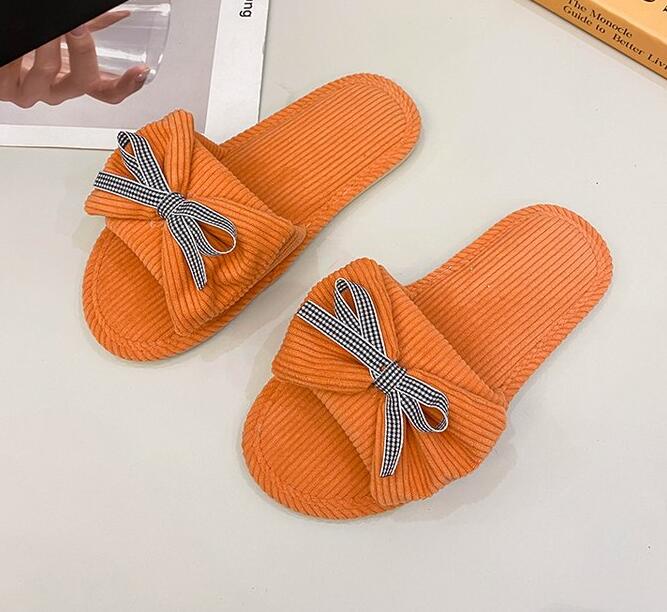 2024 Winter Women's Indoor Casual Slippers Bow Fluffy Shoes Cross Design Slippers Ladies Soft Warm Plush Slippers