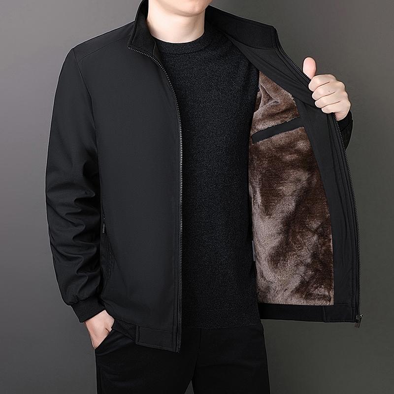 New Cotton Jacket for Men Middle-aged and Elderly Men's Jacket Plus Cotton Thickened Warm Standing Collar Casual Cotton Jacket
