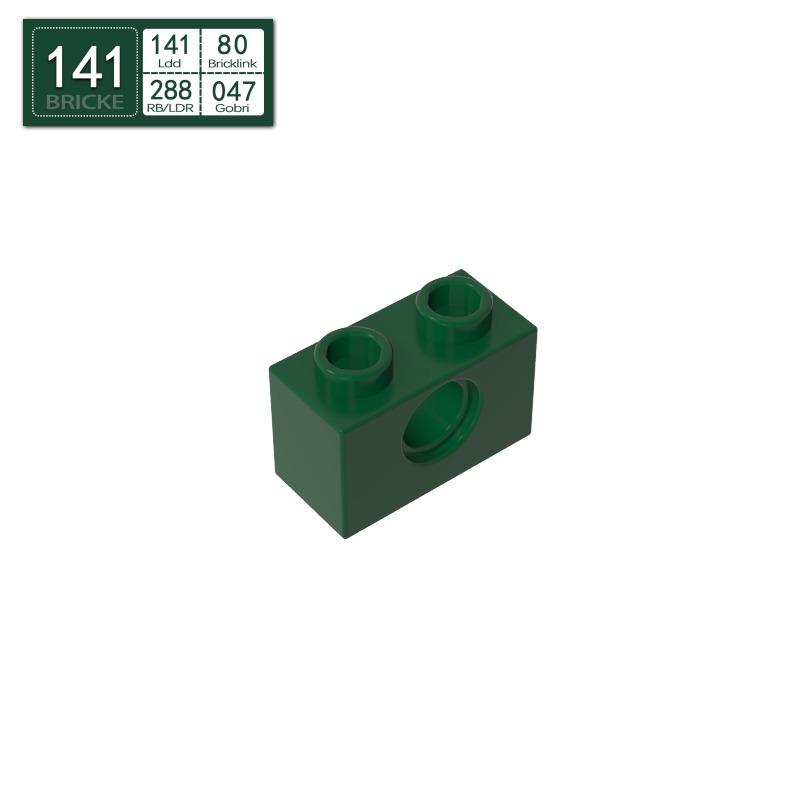 BRICKE 1x2 Brick with Hole - Compatible with Lego, MOC Loose Parts, Small Particle Building Blocks