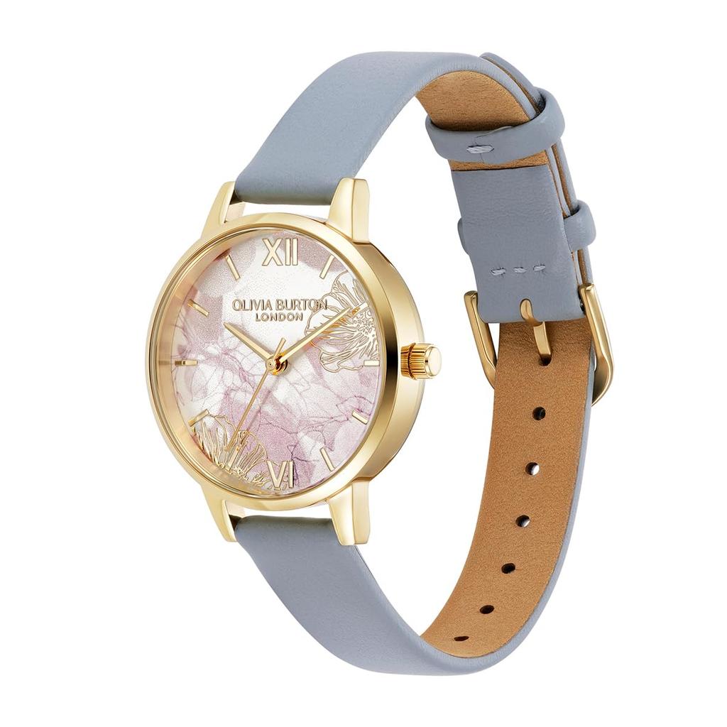 Авторизованный дилер Olivia Burton Часы женские 24000225 Signature Midi Abstract Floral Gold Chalk Blue Leather [OLIVIA BURTON]
