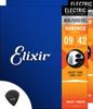 Струны для электрогитары Elixir Super Light 009-042 с нанопокрытием Nanoweb (2 набора) с медиатором Musent (Пробный набор 12002-2P)