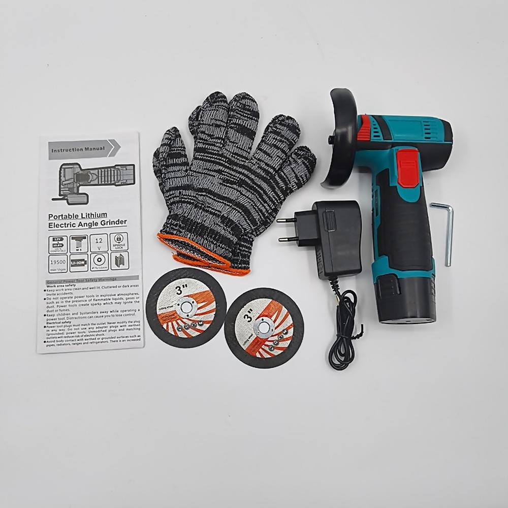 12V Cordless Electric Angle Grinder 19500rpm Lithium Battery Mini Polishing Grinding Machine Diamond Cutting Tools for Home DIY