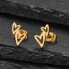 Trendy Minimalist Stainless Steel Mini Double Love Heart Stud Earrings for Women Student Engagement Zircon Valentine's Day Gift