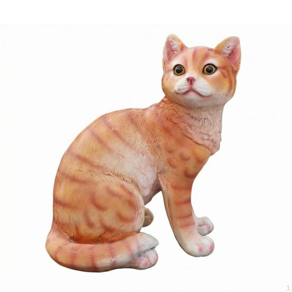 Фигурка кошки, статуэтка из смолы, текстурированное украшение для садоводов, сада, патио, гостиной, белая