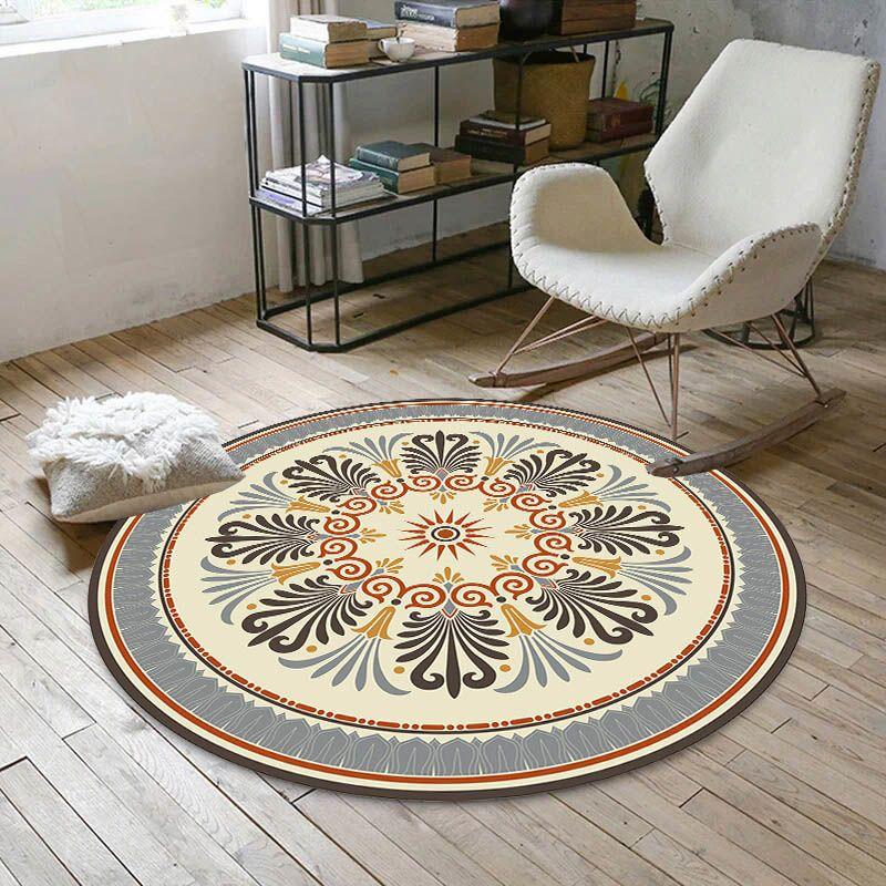 European Style Circular Carpet Bedroom Living Room Carpet Home Computer Chair Mat Bedside Carpet
