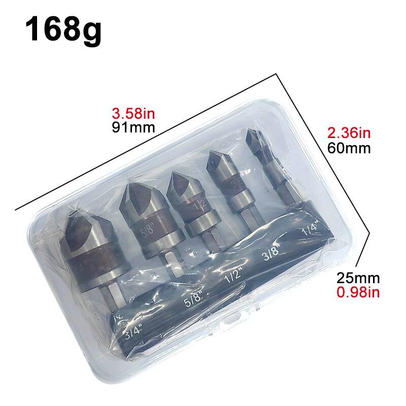 Быстрорежущая сталь 5PC шестигранный хвостовик британский пятигранный красный фаскосниматель 1/4-3/4 зенковочное сверло инструмент для снятия заусенцев и раскрытия отверстий