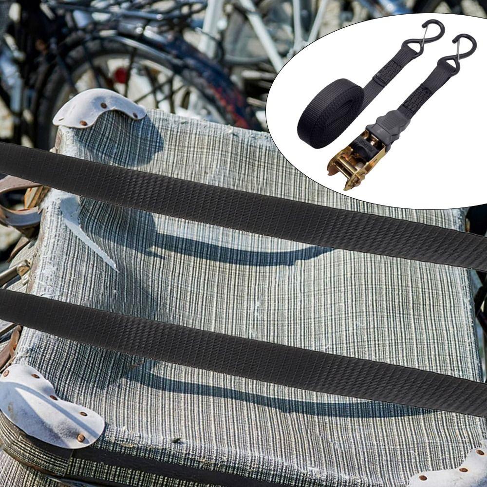 Black Ratchet Tie Down Straps Durable Polyester Lashing Straps Heavy-Duty Cargo Straps Motorcycle