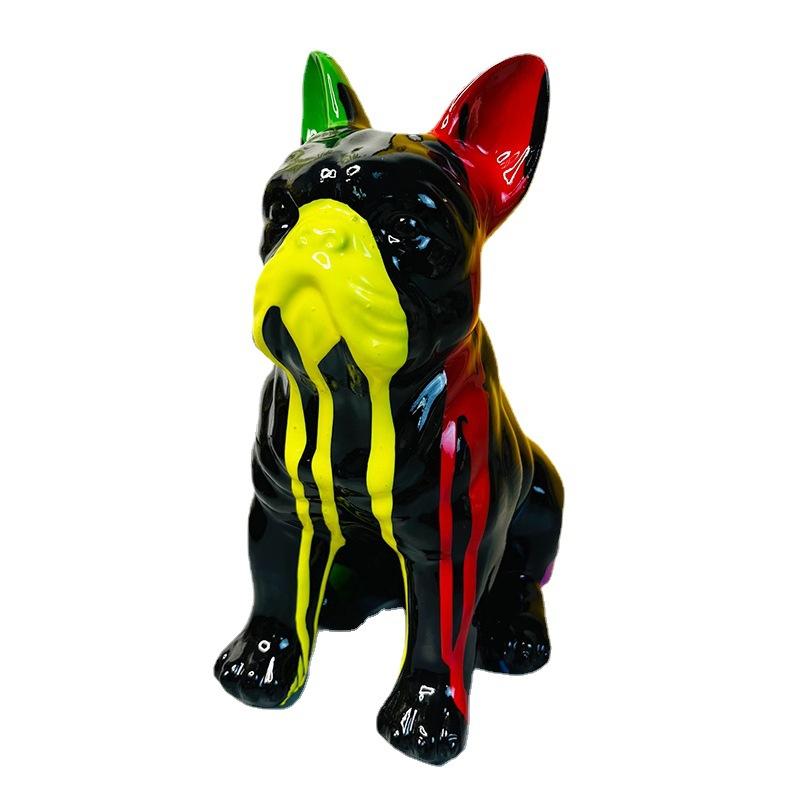 Color French Bulldog Fighting Ornament Resin Crafts Home Modern Interior Hallway Housewarming Decoration Gift Home Accessories