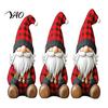 Cute Plaid Hat Gnomes 3Pcs/Set Wooden Christmas Gnome Ornaments, Faceless Figurines with Hats, Handcrafted Decor Rustic Centerpieces for Tiered